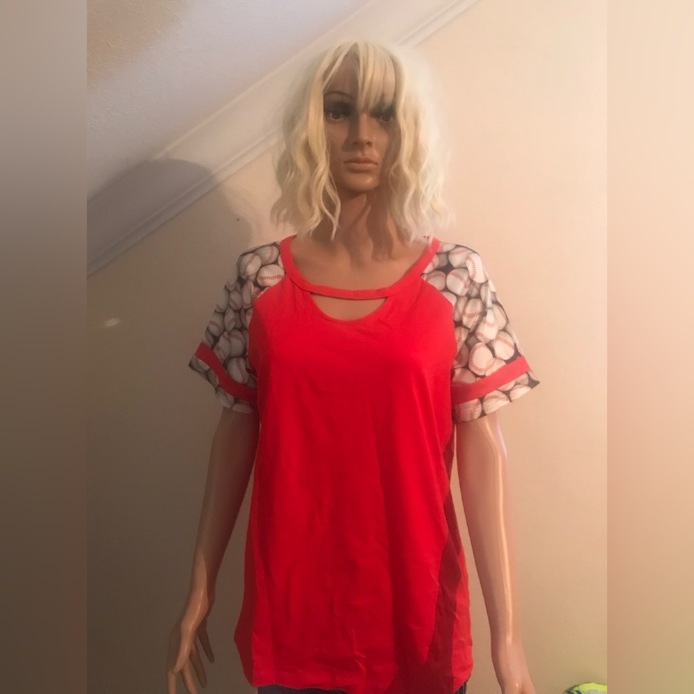Red baseball shirt